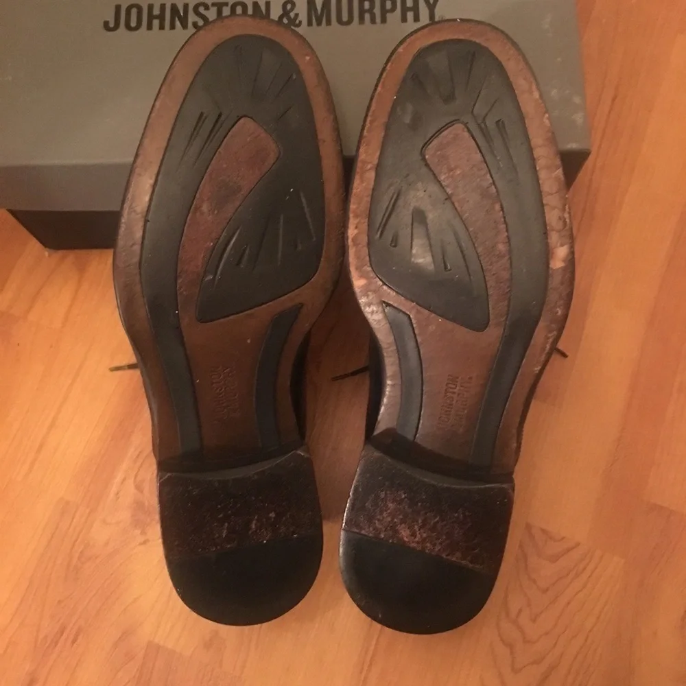 Johnston & Murphy Cap Toe Black Leather Shoes